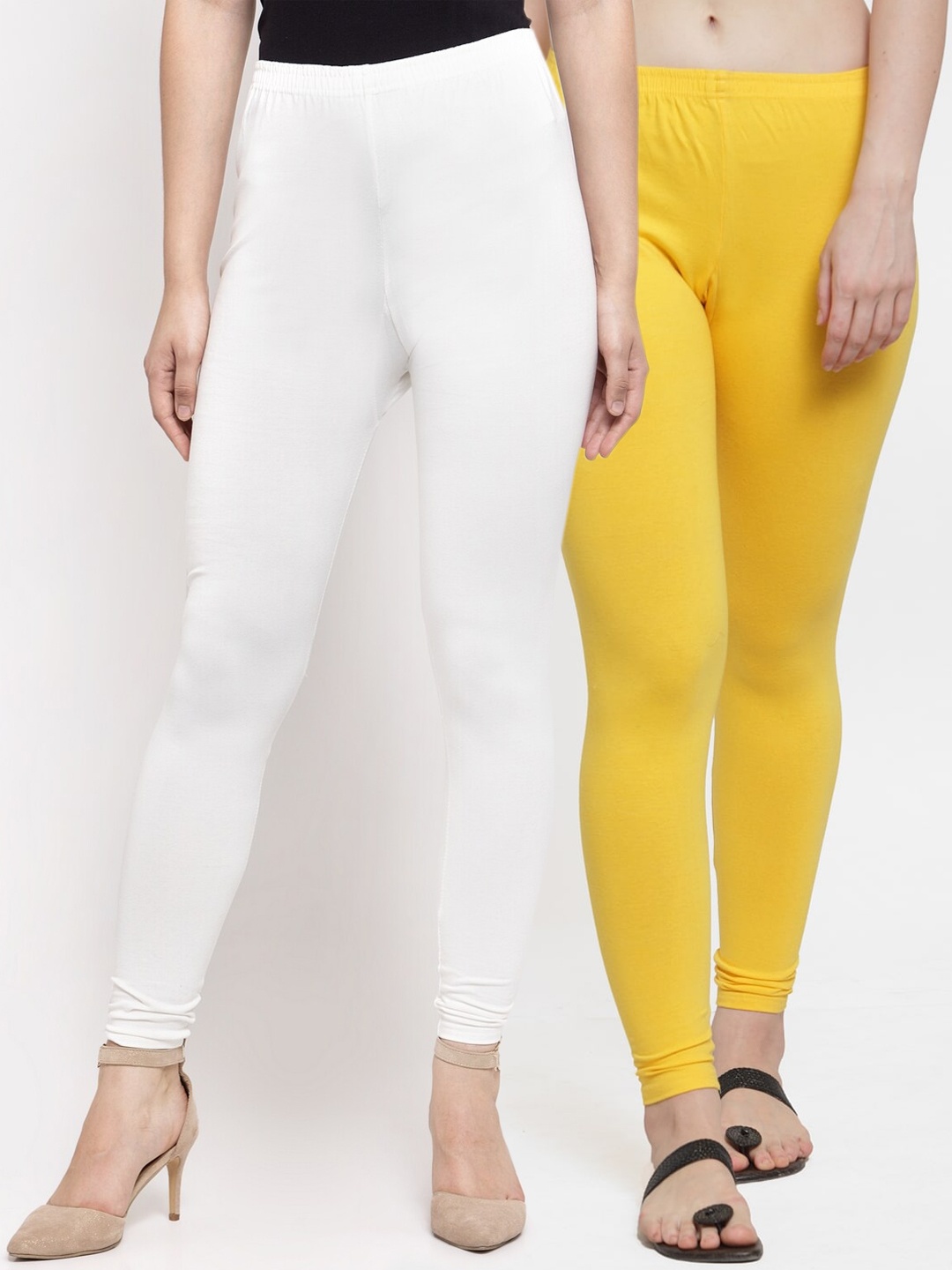 

GRACIT Women Pack Of 2 Solid Ankle-Length Leggings, White