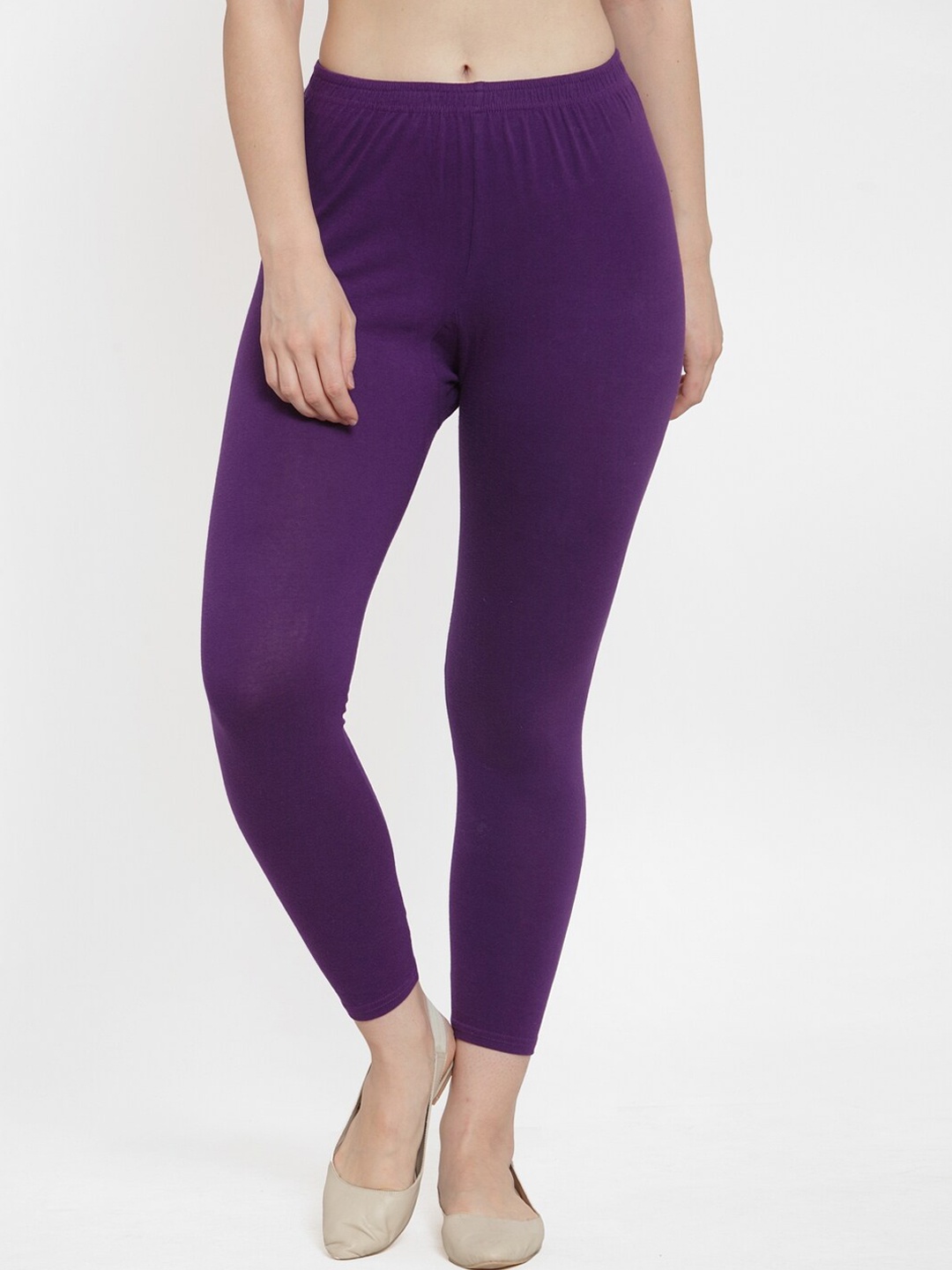 

GRACIT Women Purple Solid Ankle-Length Cotton Leggings