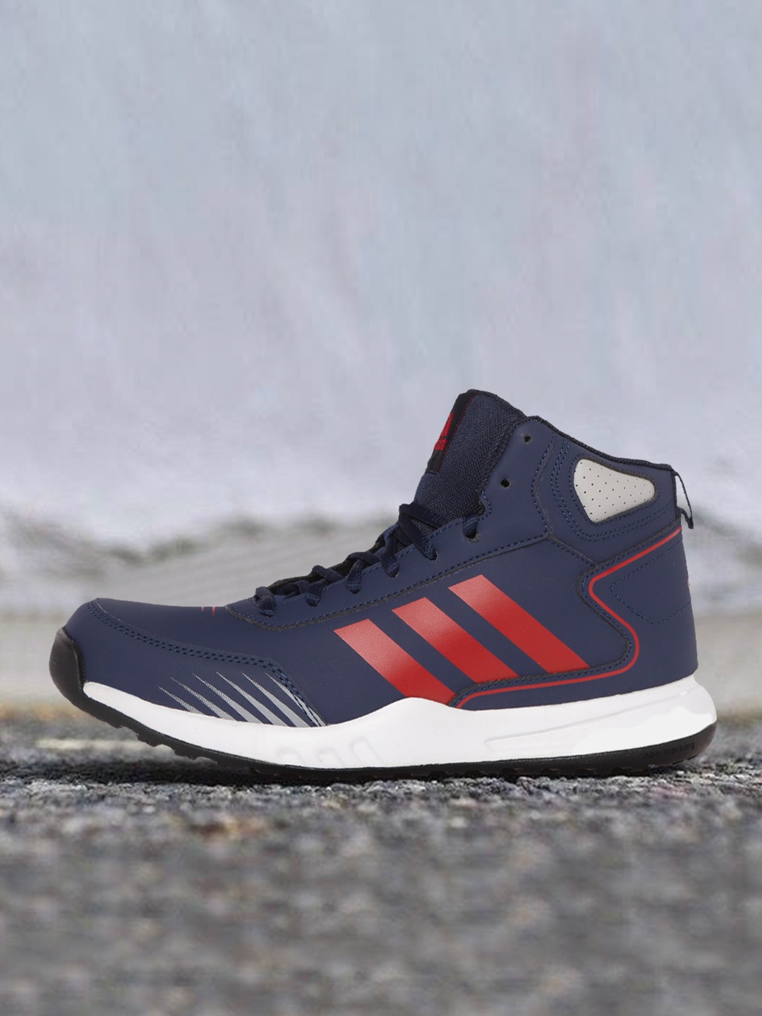 

ADIDAS Men Navy Blue & Red Printed ExcelCourt Mid-Top Leather Running Shoes