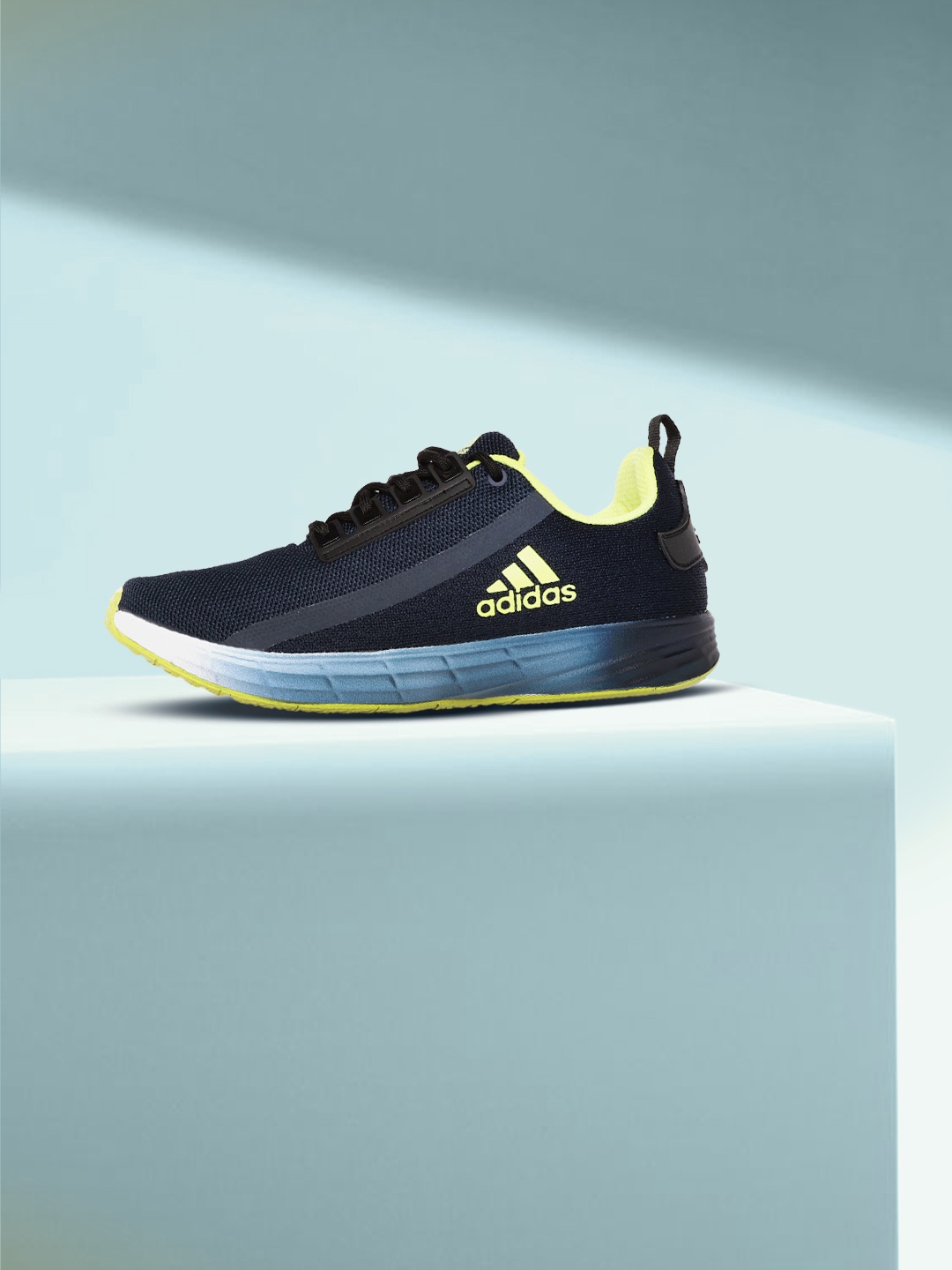 

ADIDAS Men Navy Blue & Green Woven Design Gleamus Reflective Running Shoes