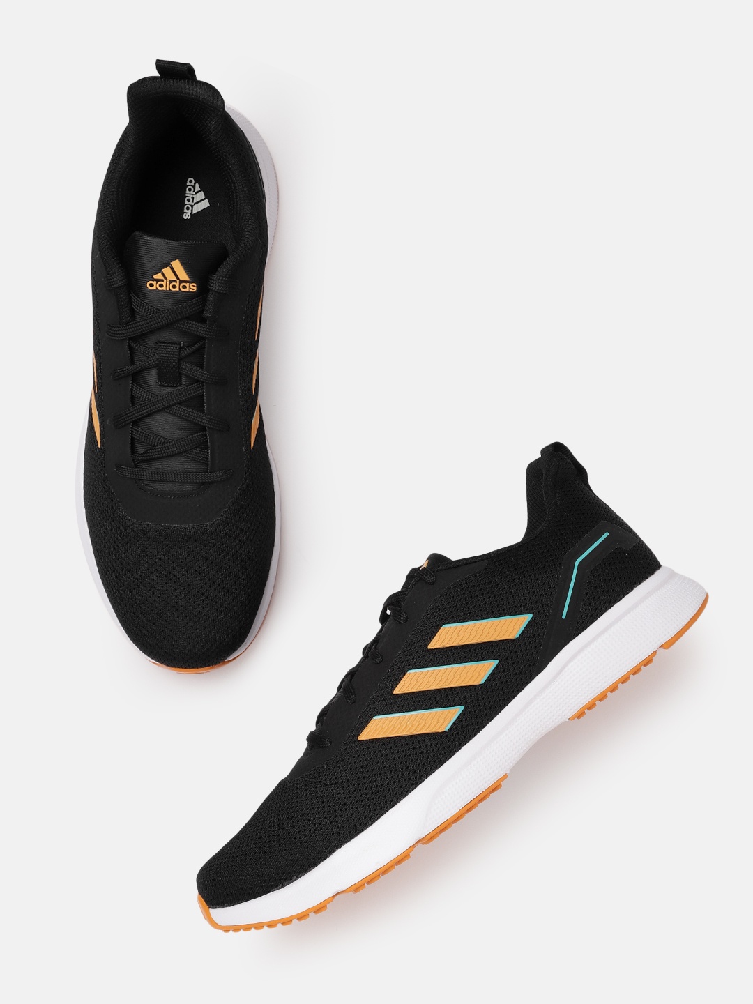 

ADIDAS Men Black & Orange Woven Design AdiTron Running Shoes