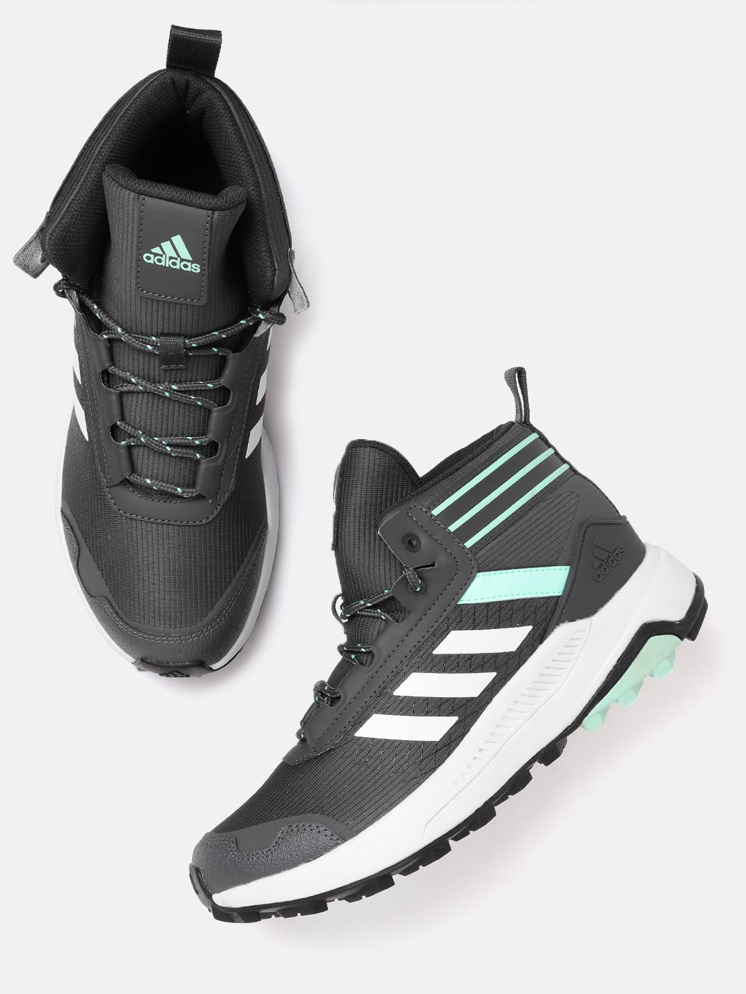 

ADIDAS Men Grey & White Woven Design Dun Mid V2 Mid-top Trekking Shoes