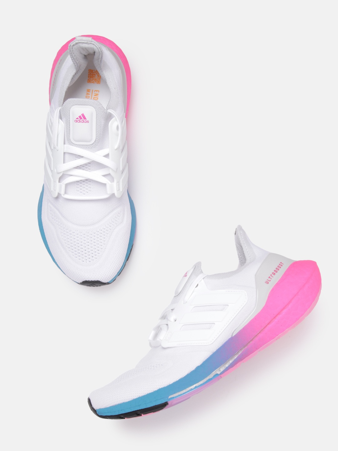

ADIDAS Women White Woven Design Ultraboost 22 Running Shoes