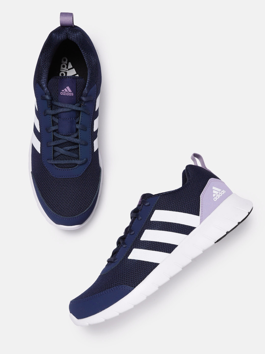 

ADIDAS Women Navy Blue & White Woven Design Vertago Running Shoes