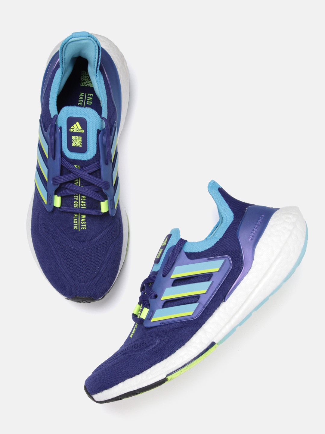 

ADIDAS Men Blue Woven Design Ultraboost 22 Running Shoes