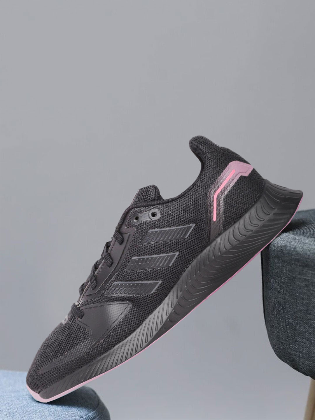 

ADIDAS Women Black & Pink Woven Design Runfalcon 2.0 Running Shoes