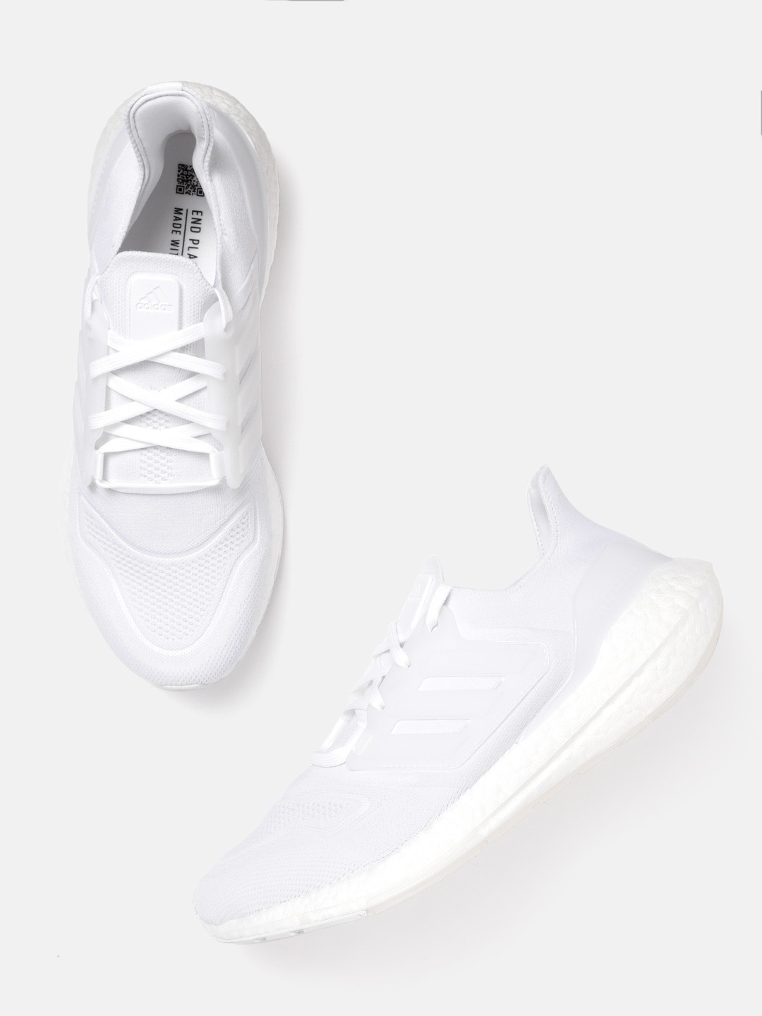 

ADIDAS Men White Ultraboost 22 Woven Design Sustainable Running Shoes