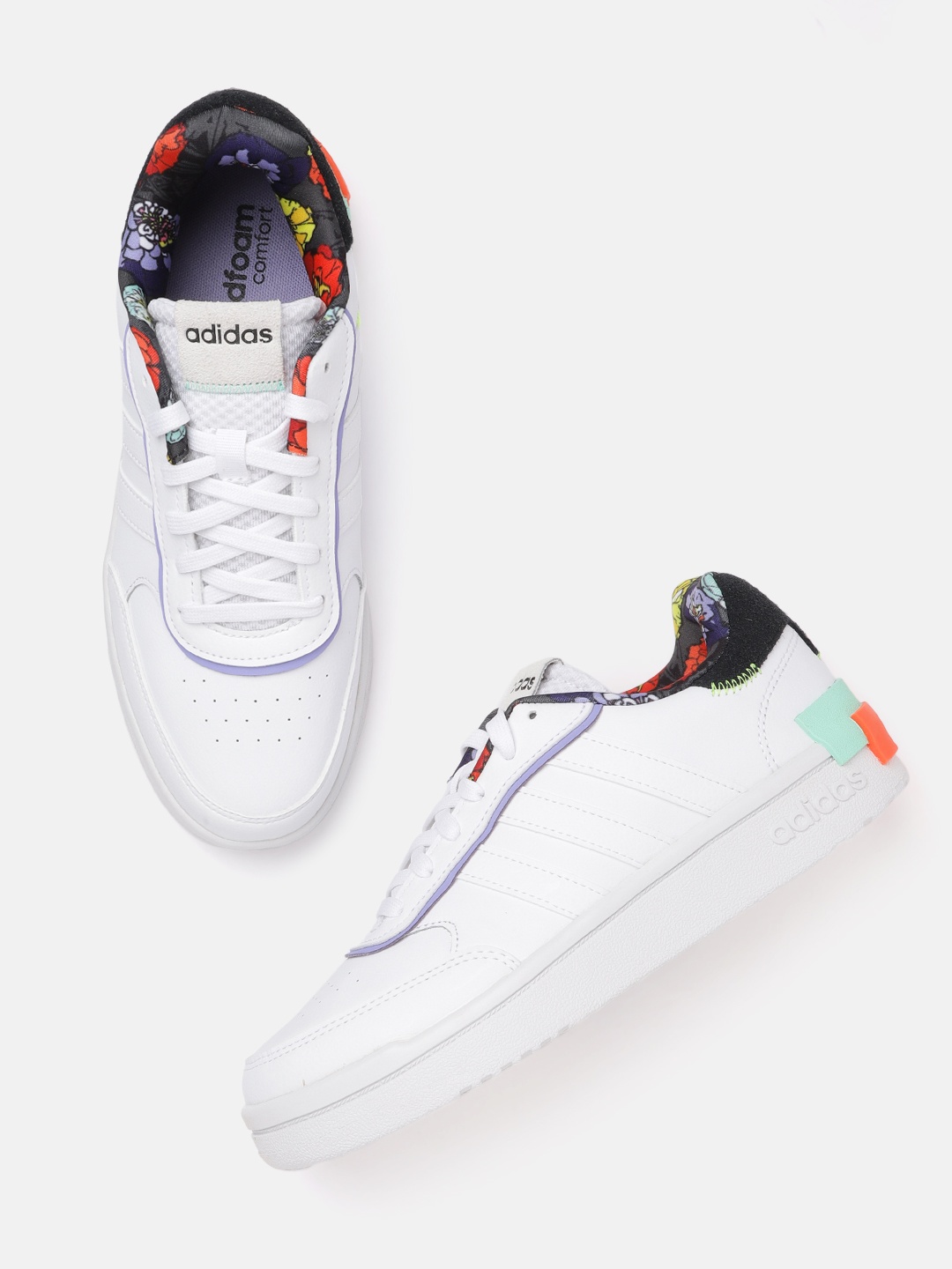 

ADIDAS Women White Perforated Postmove SE Leather Sustainable Basketball Shoes