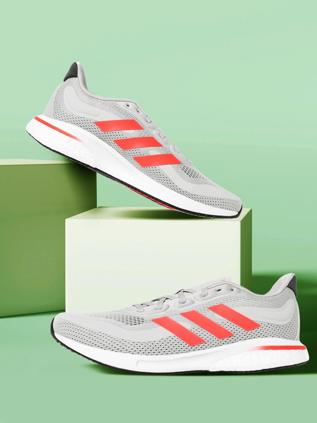 

ADIDAS Men Grey & Pink Woven Design Supernova Sustainable Running Shoes