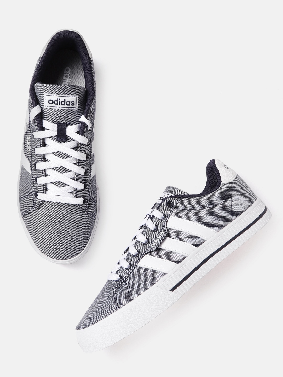 

ADIDAS Men Grey & Navy Blue Woven Design Daily 3.0 Skateboarding Shoes