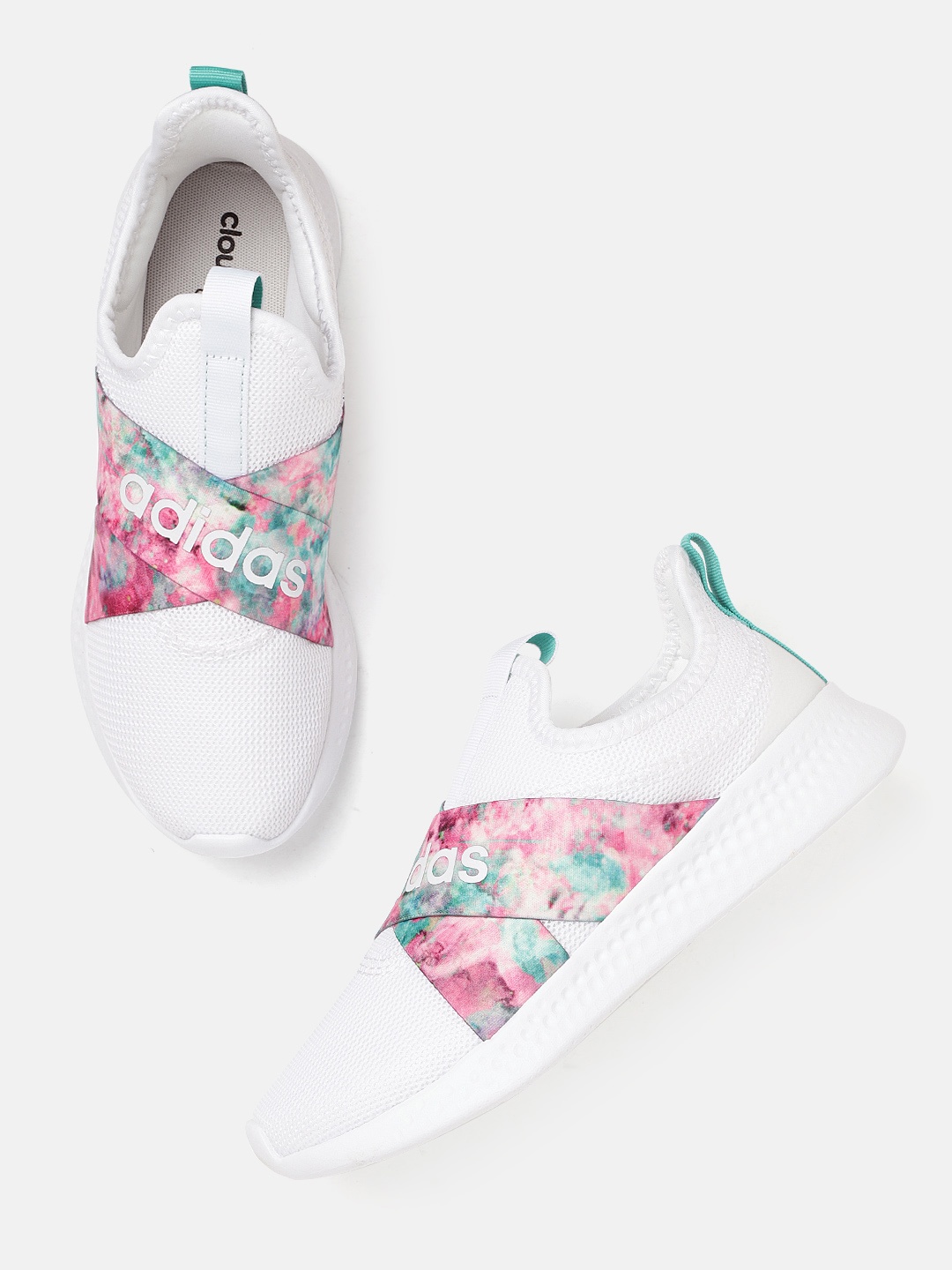 

ADIDAS Women White & Pink Woven Design Puremotion Adapt Sneakers