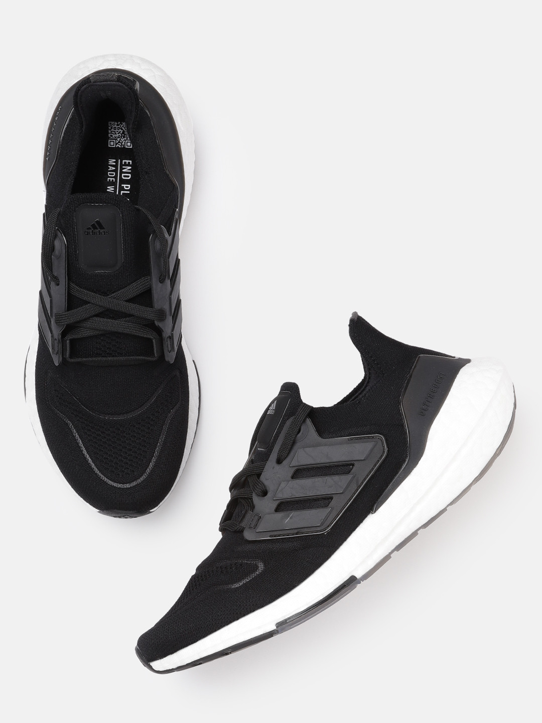 

ADIDAS Women Black Woven Design Ultraboost 22 Sustainable Running Shoes