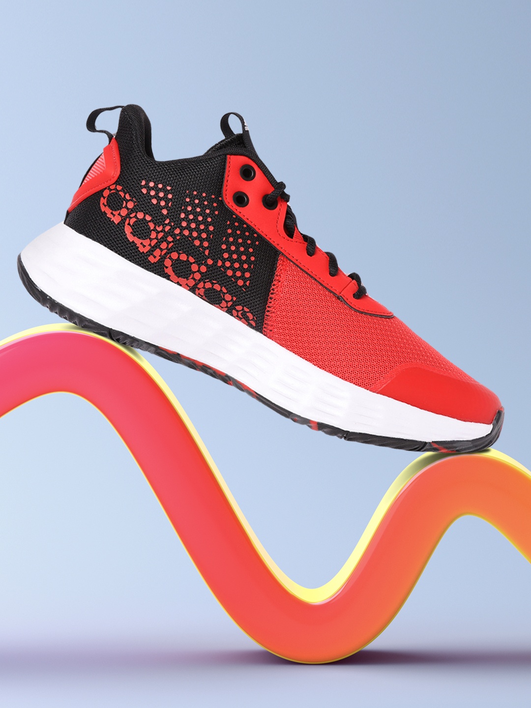 

ADIDAS Men Red & Black Woven Design Ownthegame 2.0 Sustainable Basketball Shoes