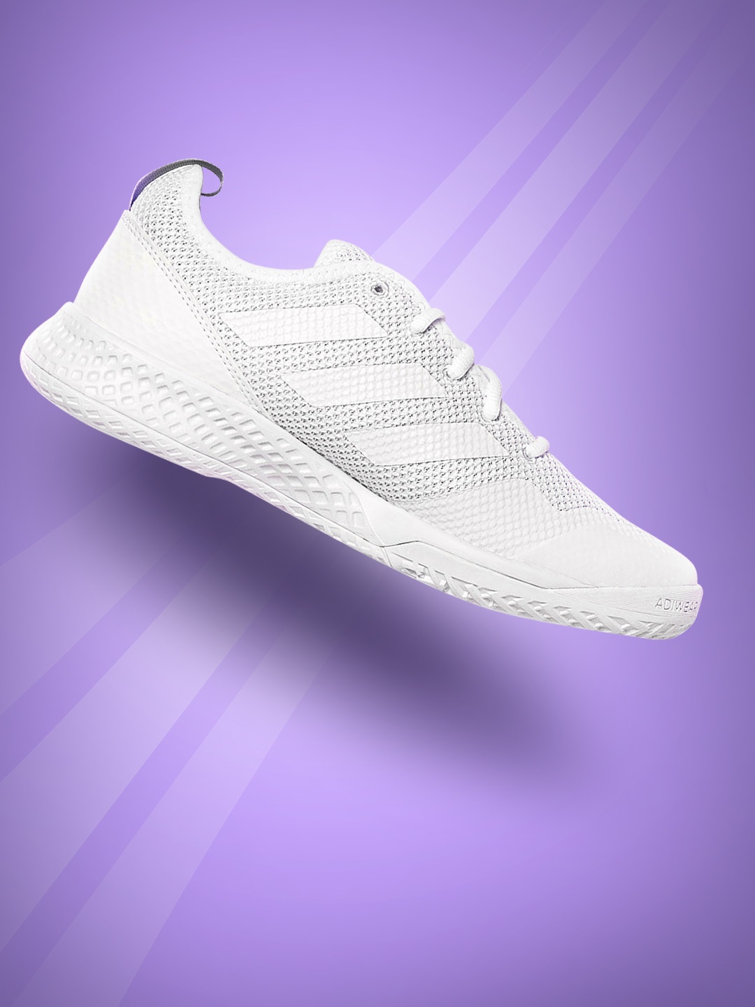 

ADIDAS Women White Woven Design Court Control Tennis Shoes