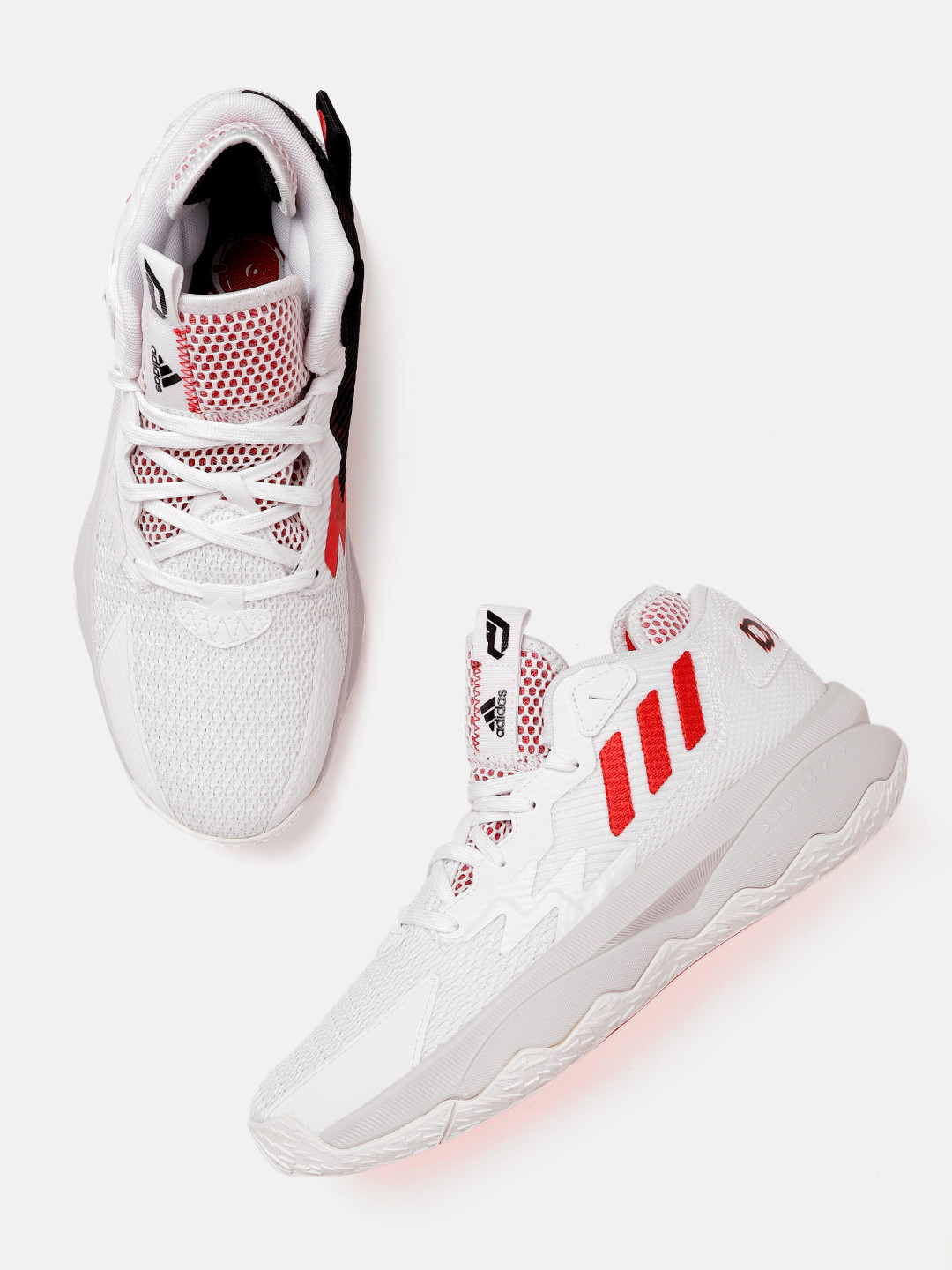 

ADIDAS Unisex White & Black Woven Design DAME 8 Basketball Shoes