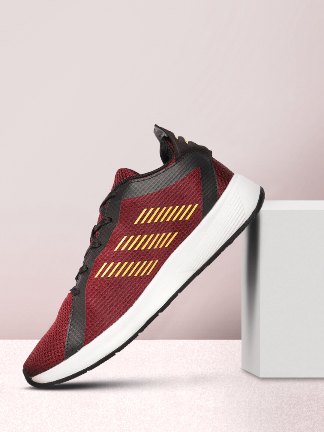 

Adidas Men Maroon & Yellow Woven Design Mystere Running Shoes