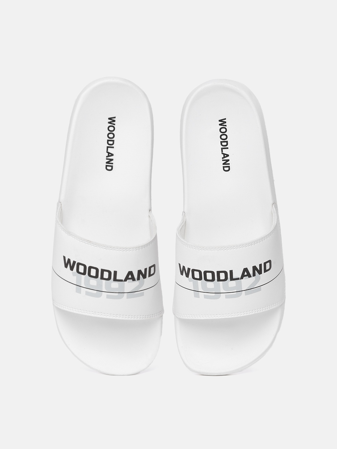 

Woodland Men White & Black Printed Sliders