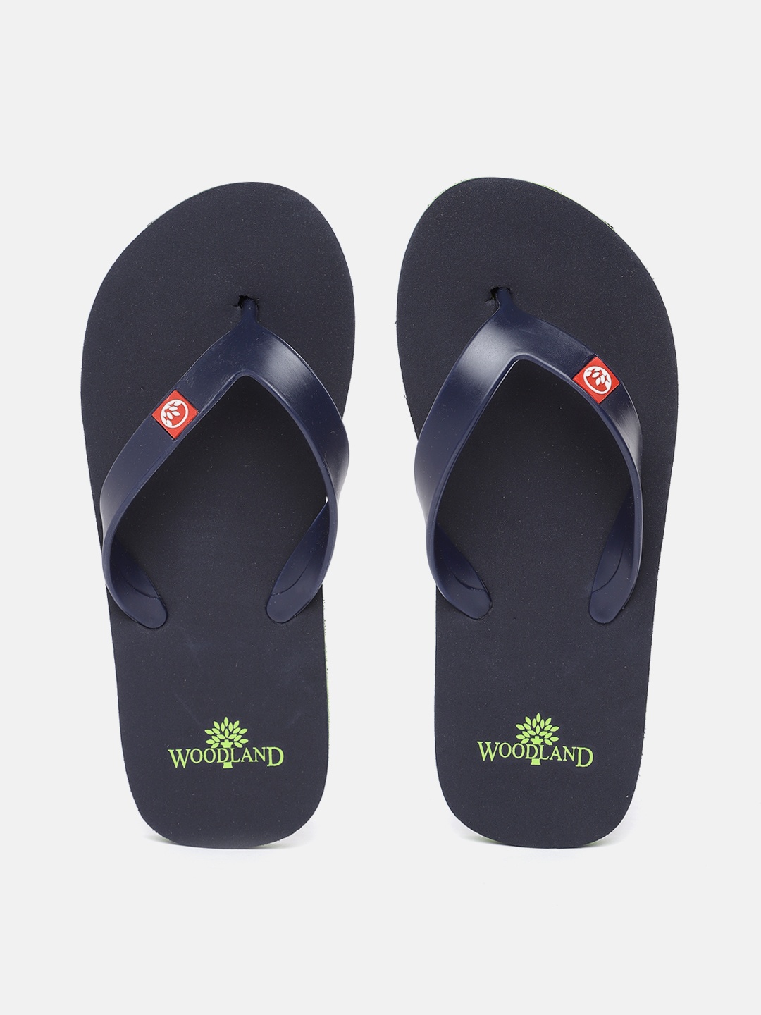 

Woodland Men Navy Blue & Green Brand Logo Printed Light Weight Thong Flip-Flops
