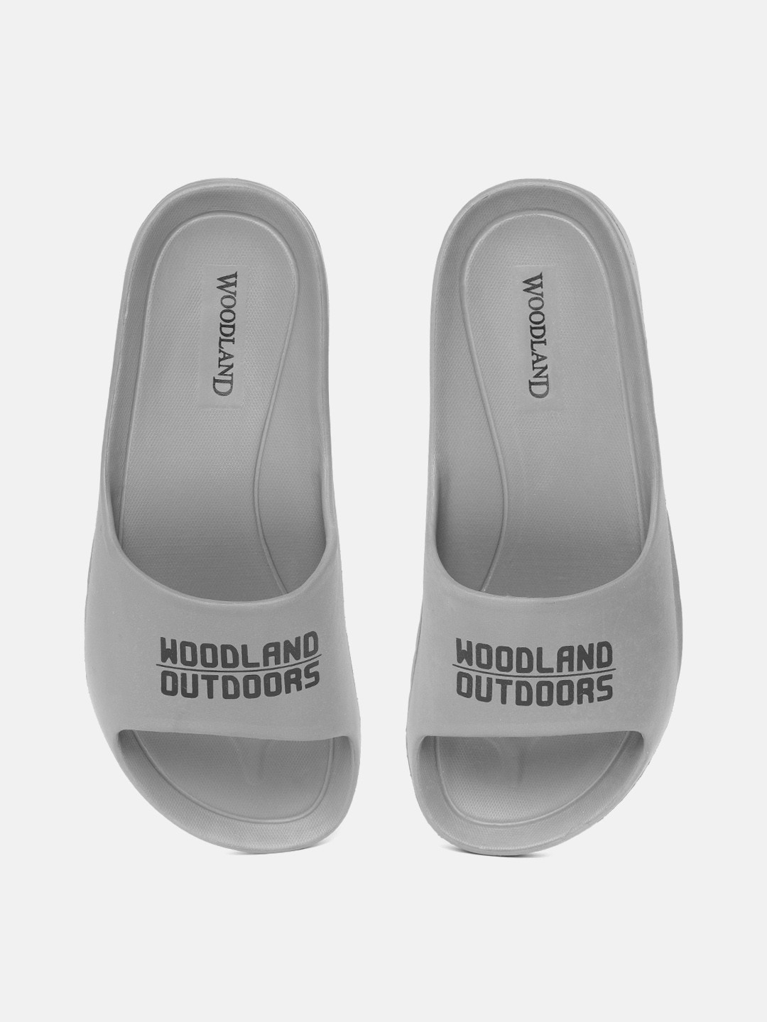 

Woodland Men Grey & Black Brand Logo Printed Shock-Resistance Sliders