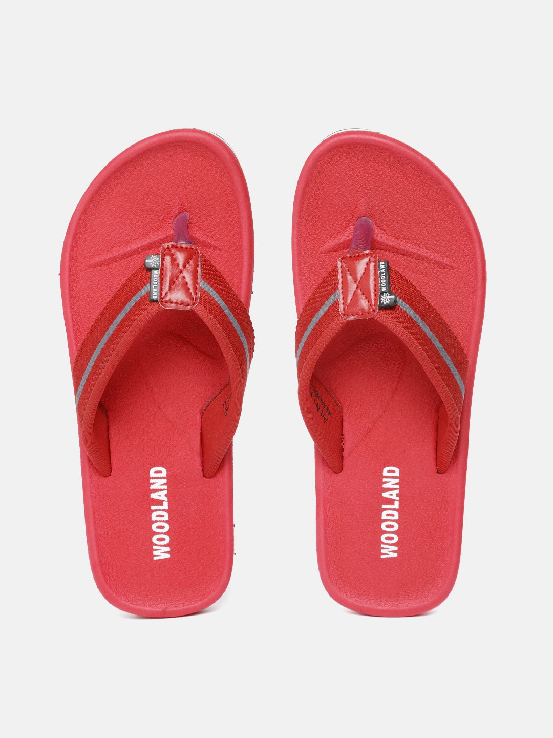 

Woodland Men Red & Grey Brand Logo Printed Light Weight Thong Flip-Flops