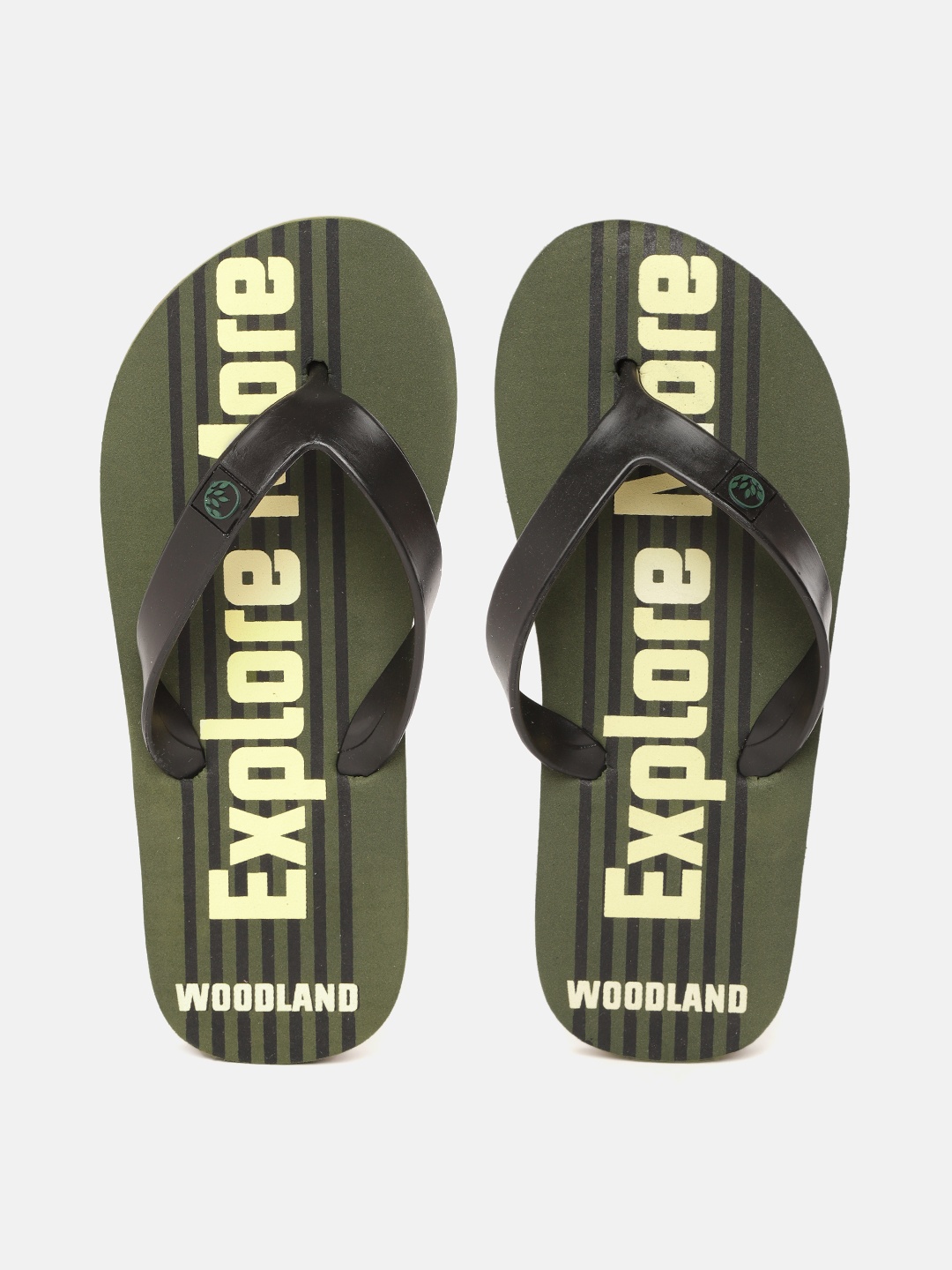 

Woodland Men Olive Green & Black Striped Light Weight Thong Flip-Flops
