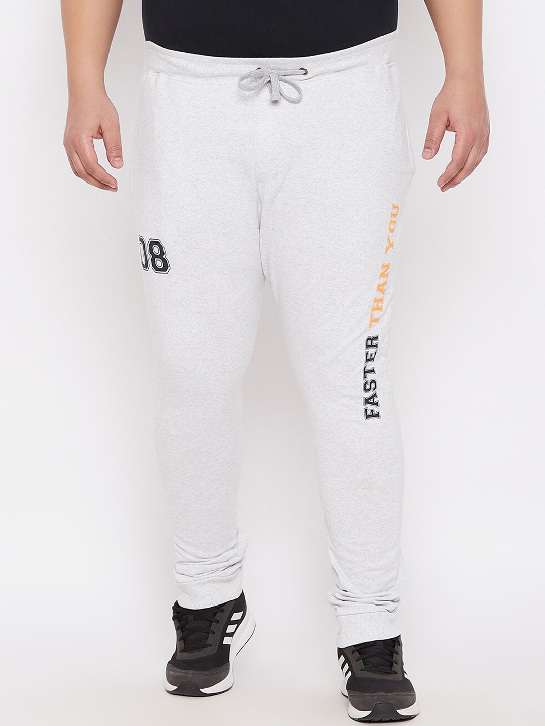

ARDEUR Men Plus Size Off White Solid Regular-Fit Pure Cotton Joggers