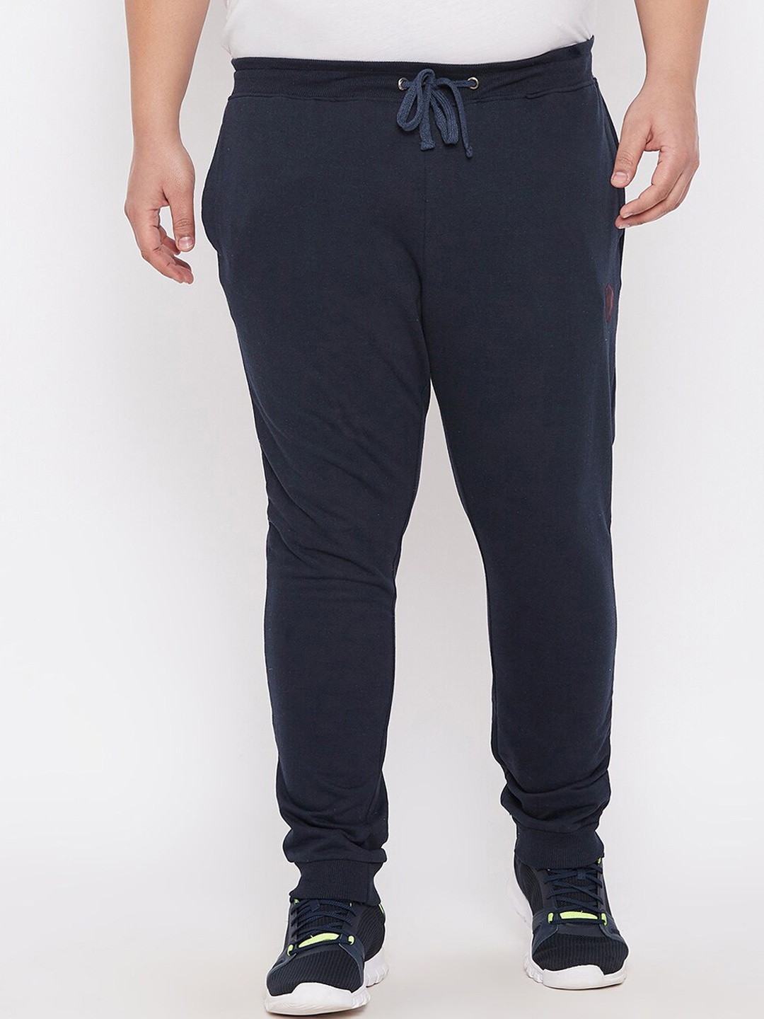 

ARDEUR Men Navy Blue Plus Size Solid Pure Cotton Joggers