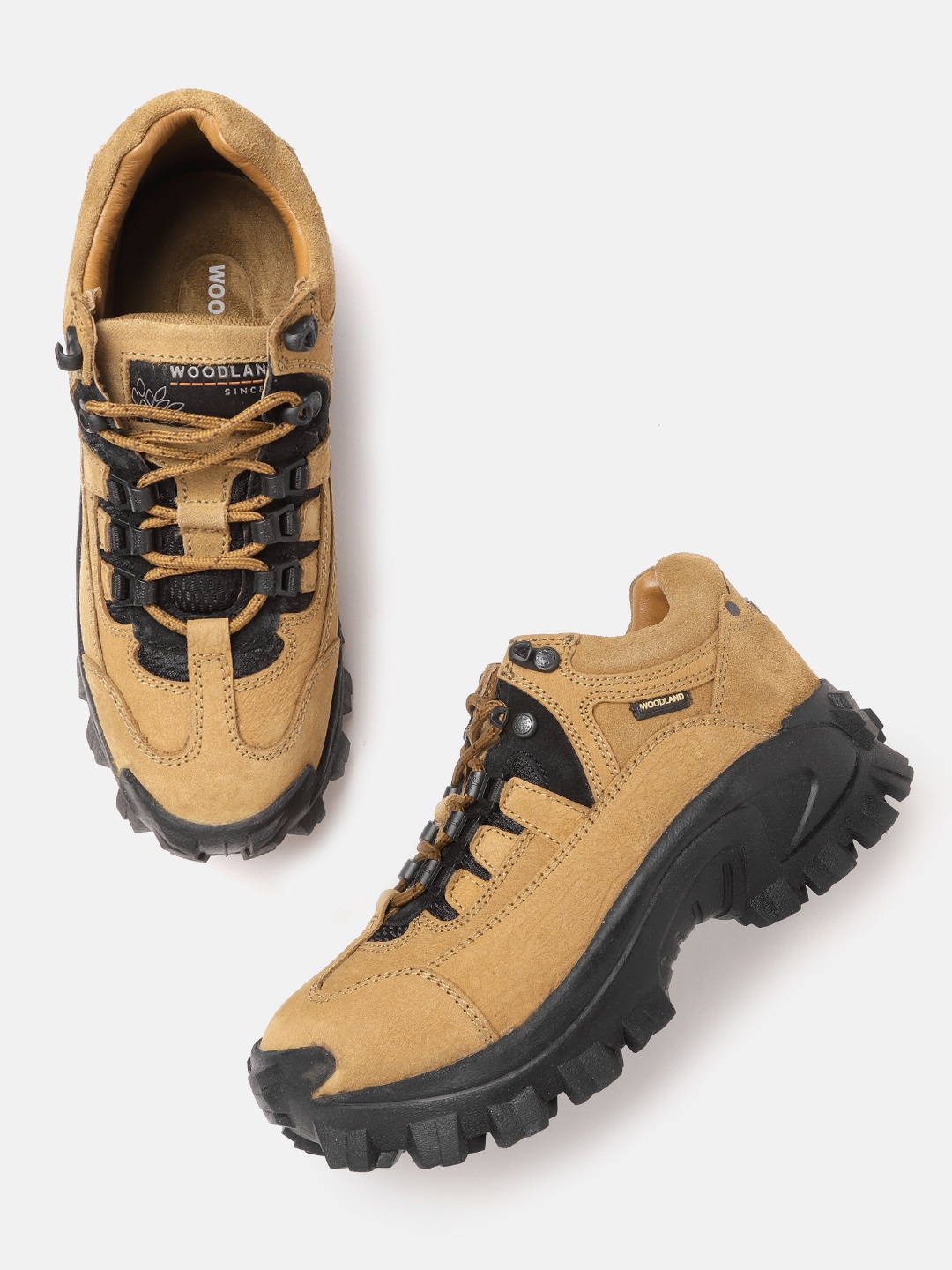 

Woodland Men Camel Brown Solid Leather Sneakers