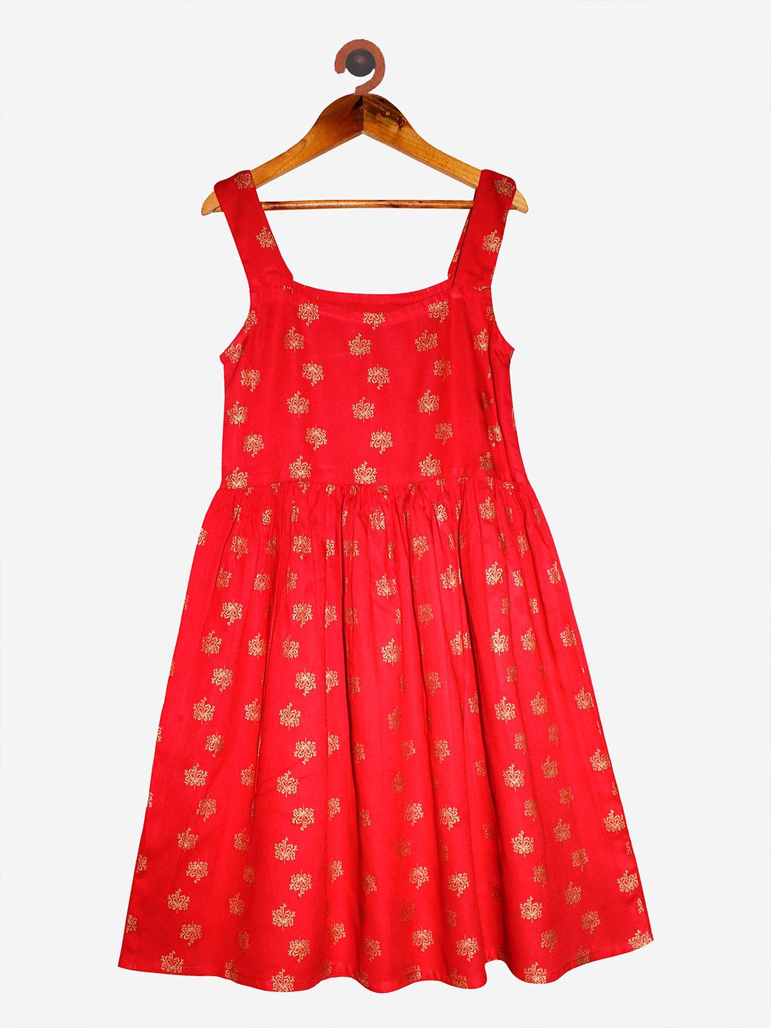 

KiddoPanti Girls Red Ethnic Motifs Printed Ethnic Dress