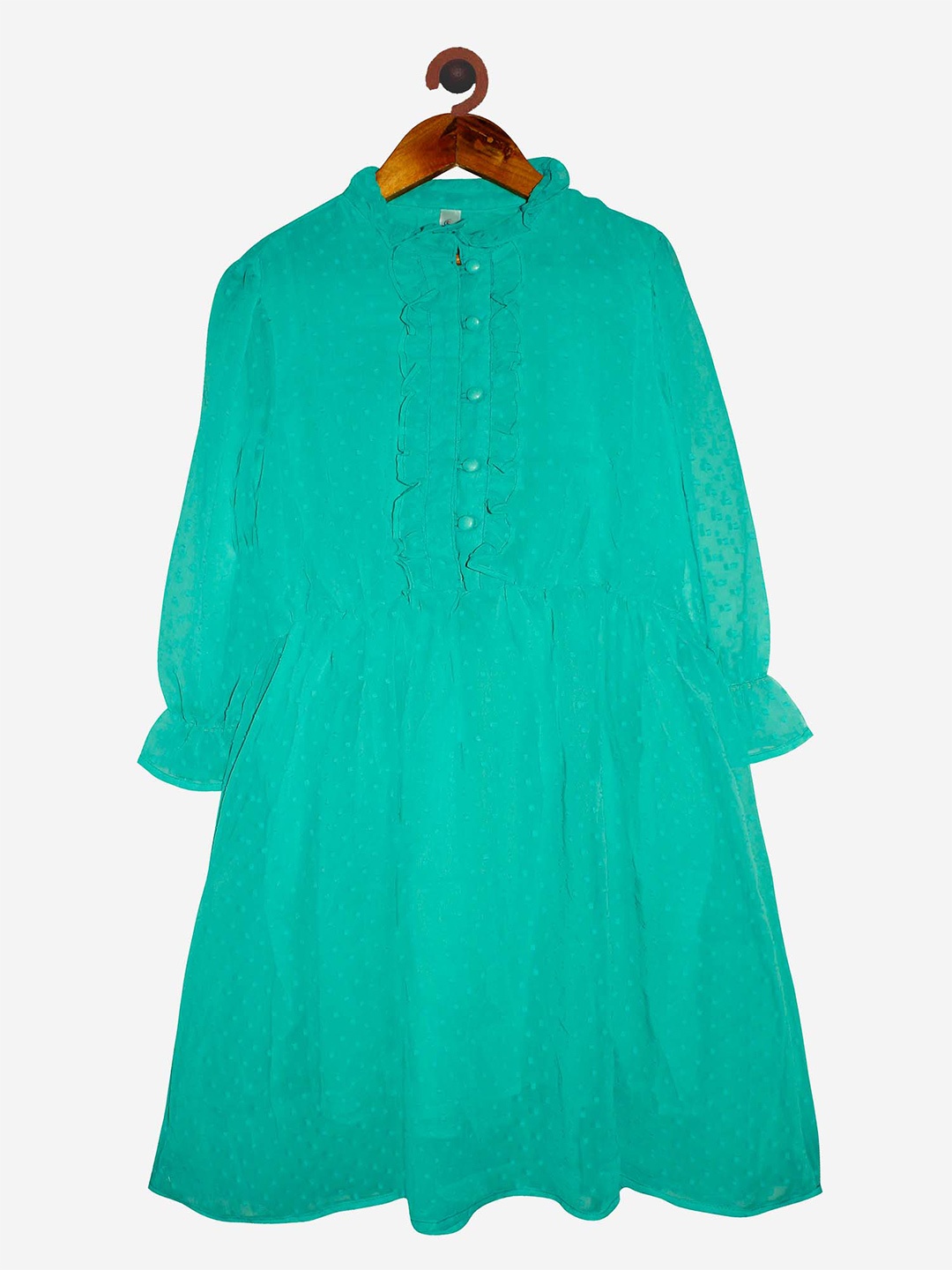 

KiddoPanti Turquoise Blue Dress With Frill Detail