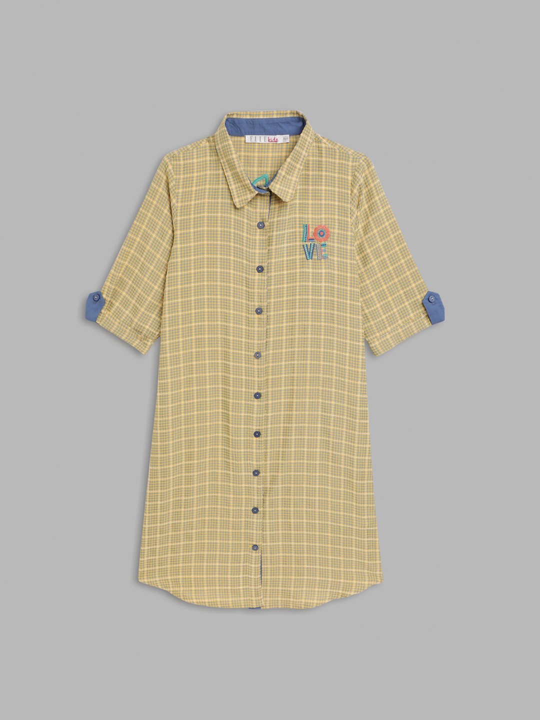 

ELLE Girls Yellow Checked Shirt Dress