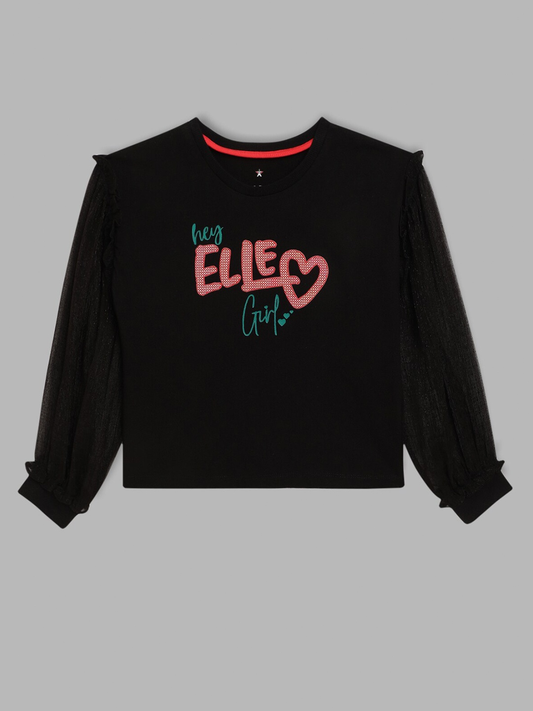

ELLE Girls Black Print Cotton Top