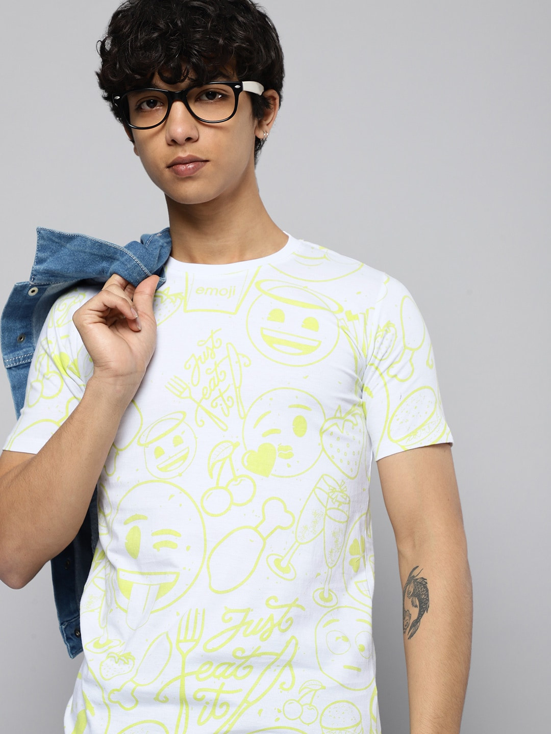 

Kook N Keech Emoji Teens Boys White & Yellow Printed T-shirt
