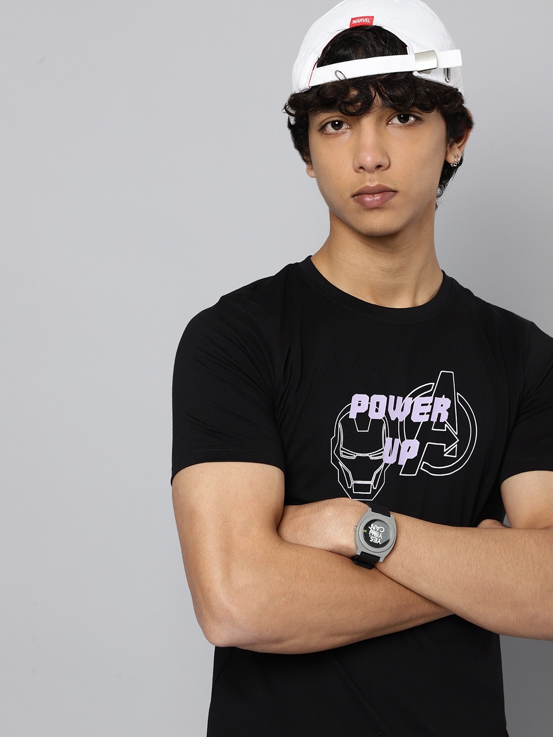 

Kook N Keech Marvel Teens Boys Black Typography Printed T-shirt