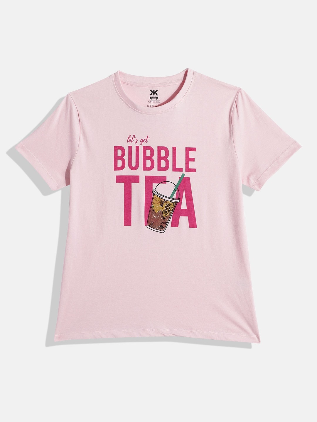 

Kook N Keech Teens Girls Pink Embellished Pure Cotton T-shirt