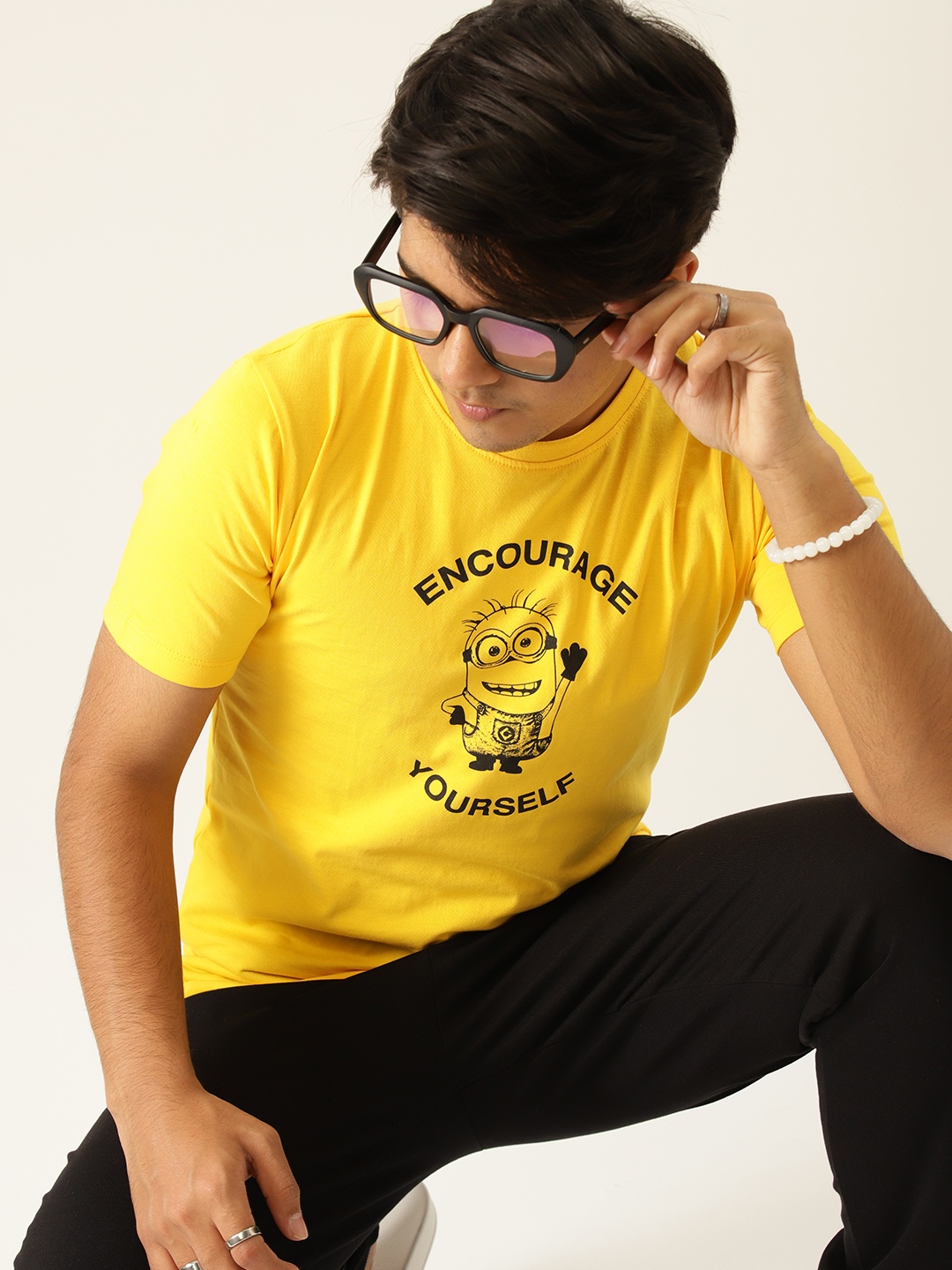 

Minions by Kook N Keech Teens Boys Yellow Minions Printed Pure Cotton T-shirt