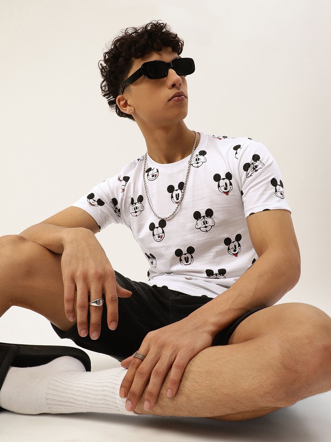 

Kook N Keech Disney Teens Boys White Mickey Mouse Printed Pure Cotton T-shirt