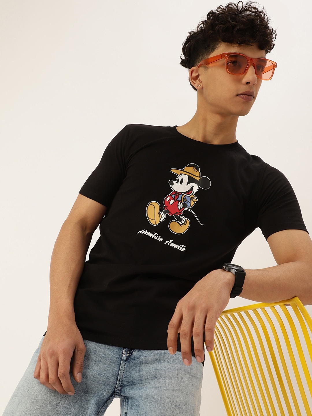 

Kook N Keech Disney Teens Boys Black Mickey Mouse Printed T-shirt