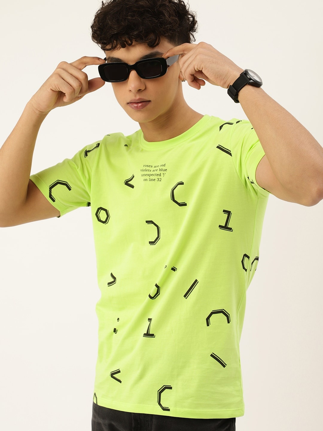 

Kook N Keech Teens Boys Lime Green Printed Pure Cotton T-shirt