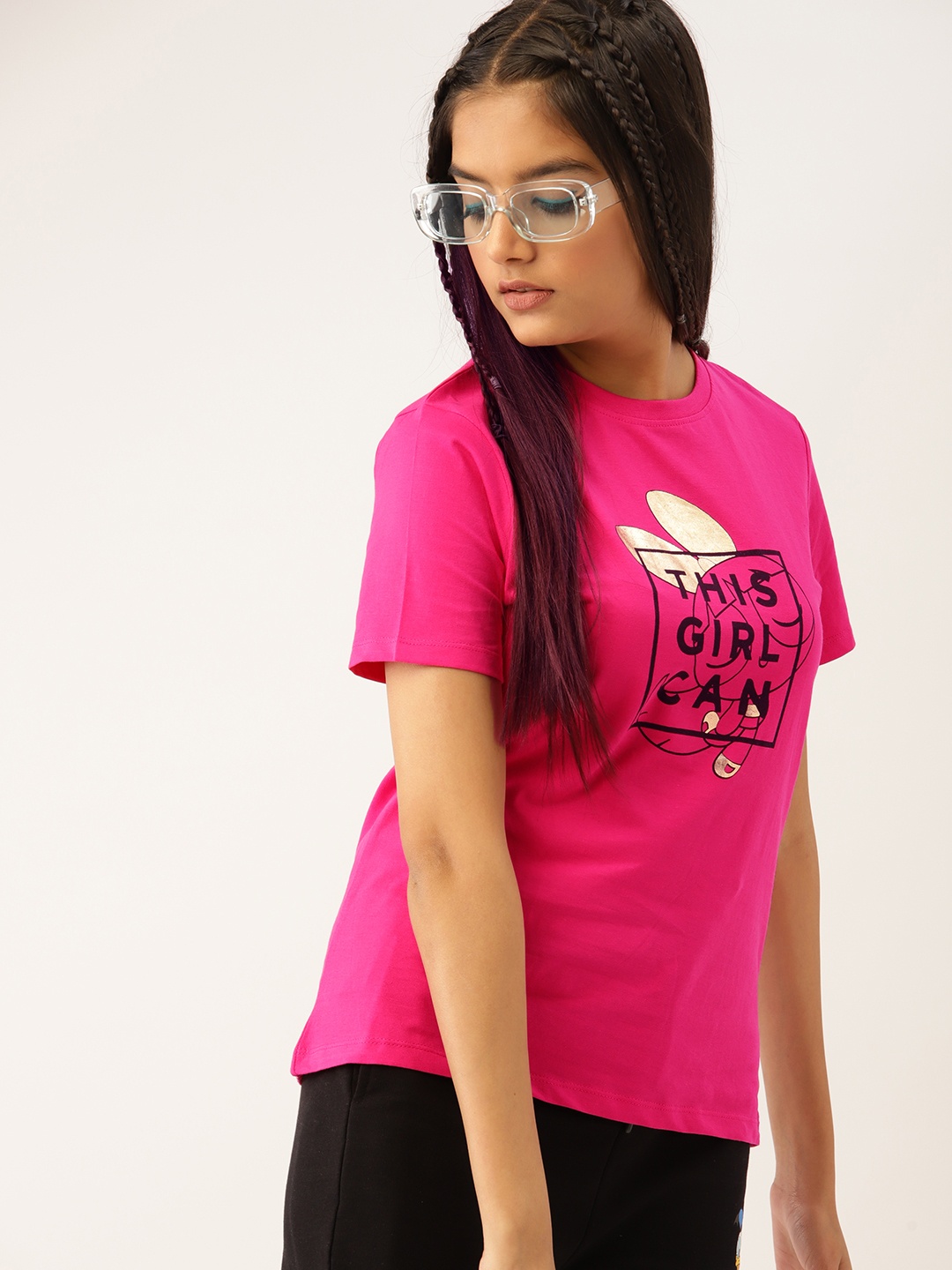 

Powerpuff Girls by Kook N Keech Teens Girls Fuchsia Typography Printed Pure Cotton T-shirt