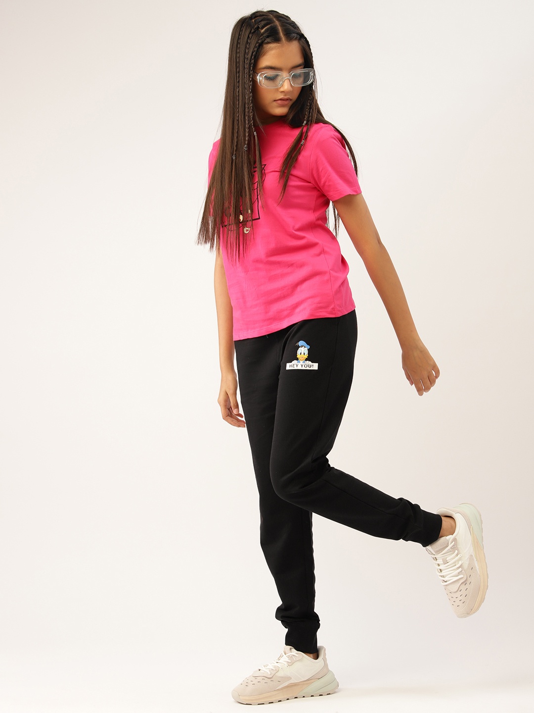 

Kook N Keech Disney Teens Girls Donald Duck Print Pure Cotton Joggers, Black