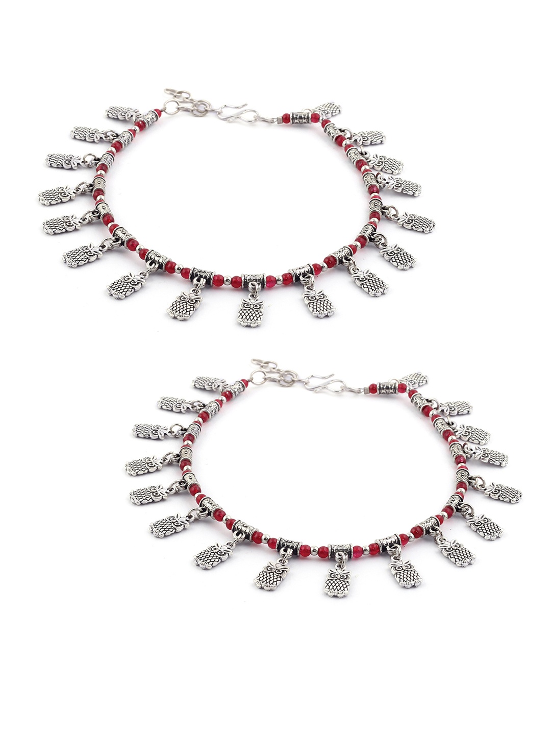 

EL REGALO Women Silver-Plated Red Anklets