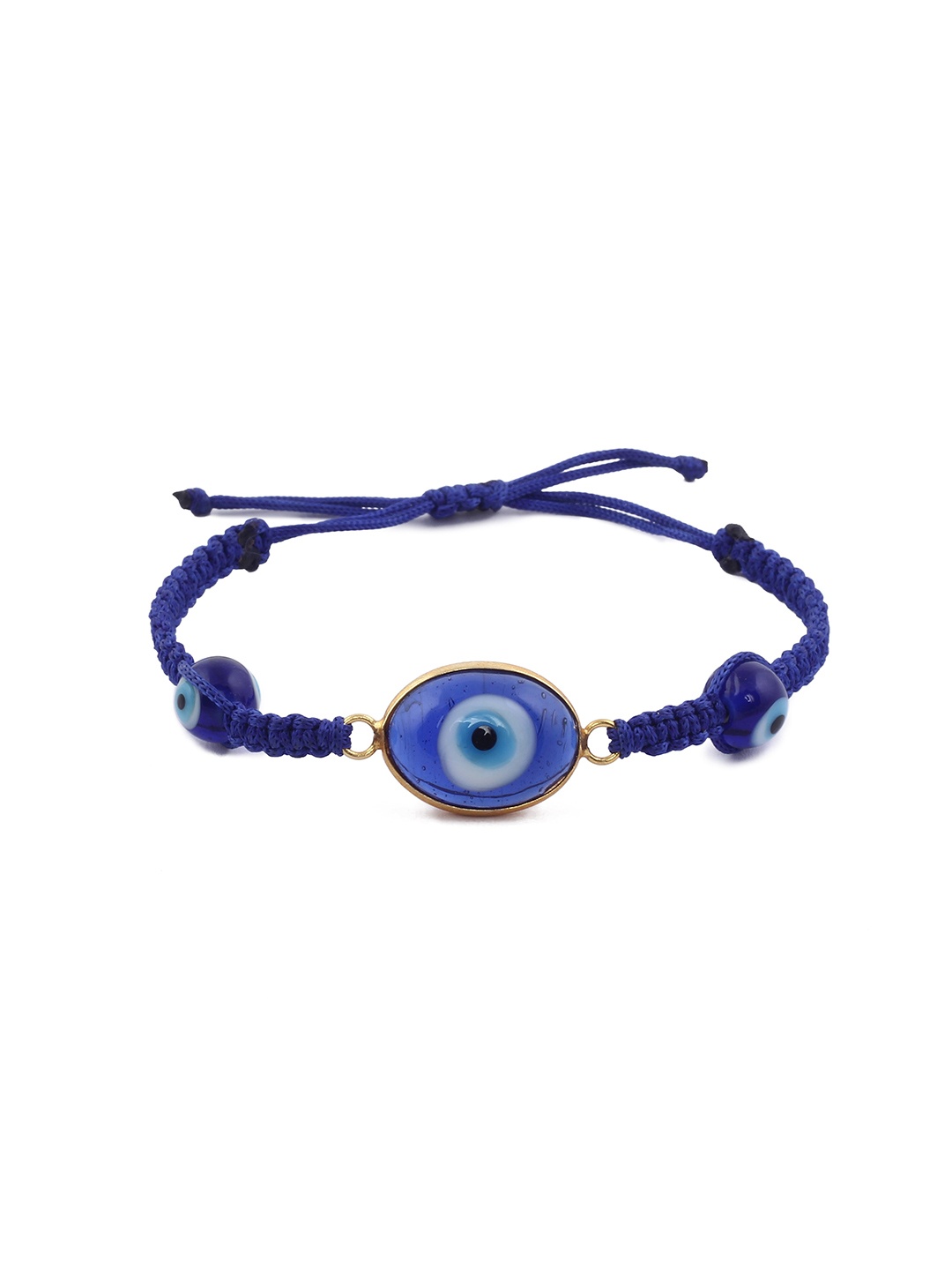 

EL REGALO Unisex Blue & White Brass Handcrafted Charm Evil Eye Bracelet