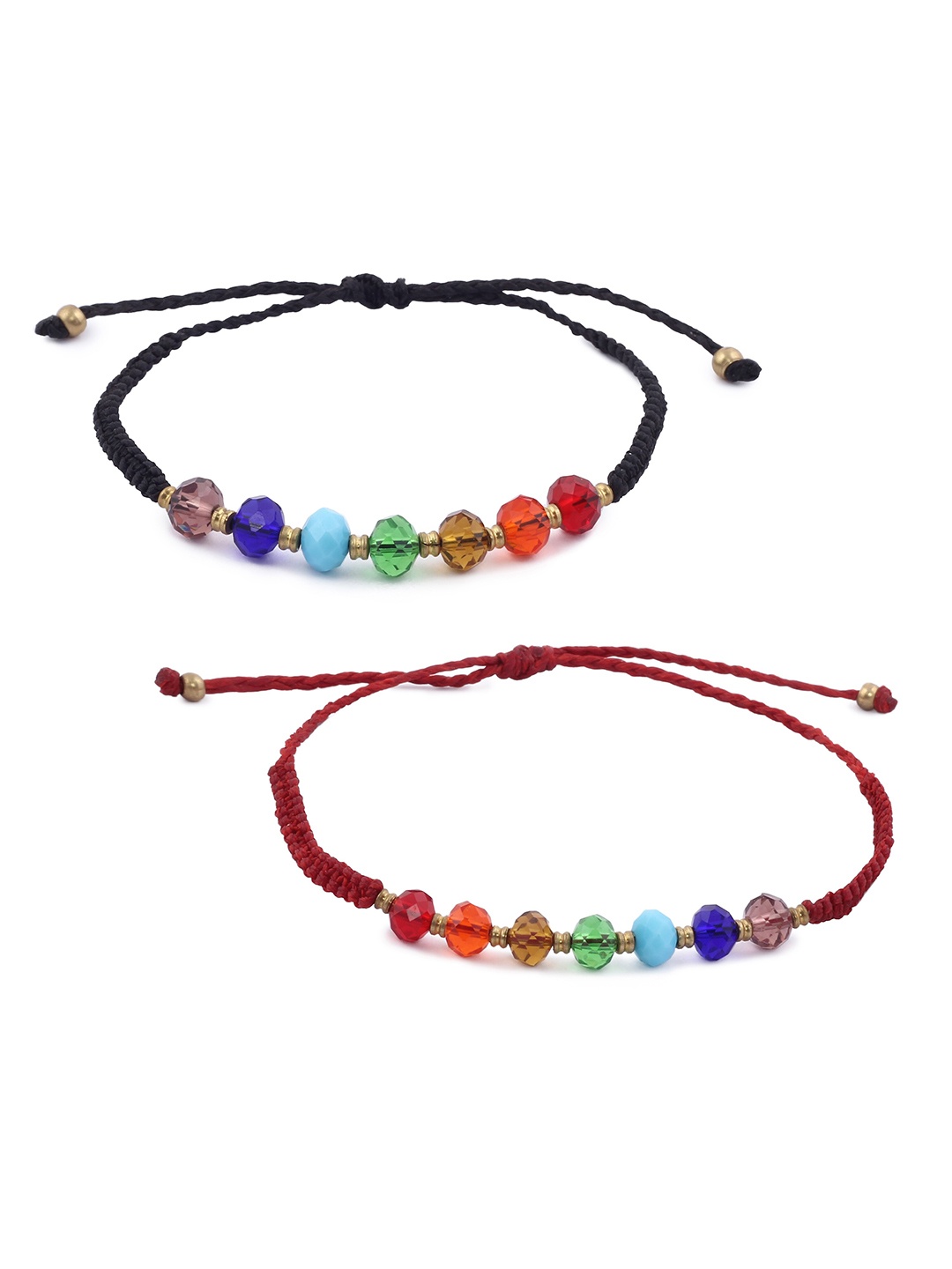 

EL REGALO Women Set Of 2 Red & Black Charm Bracelet