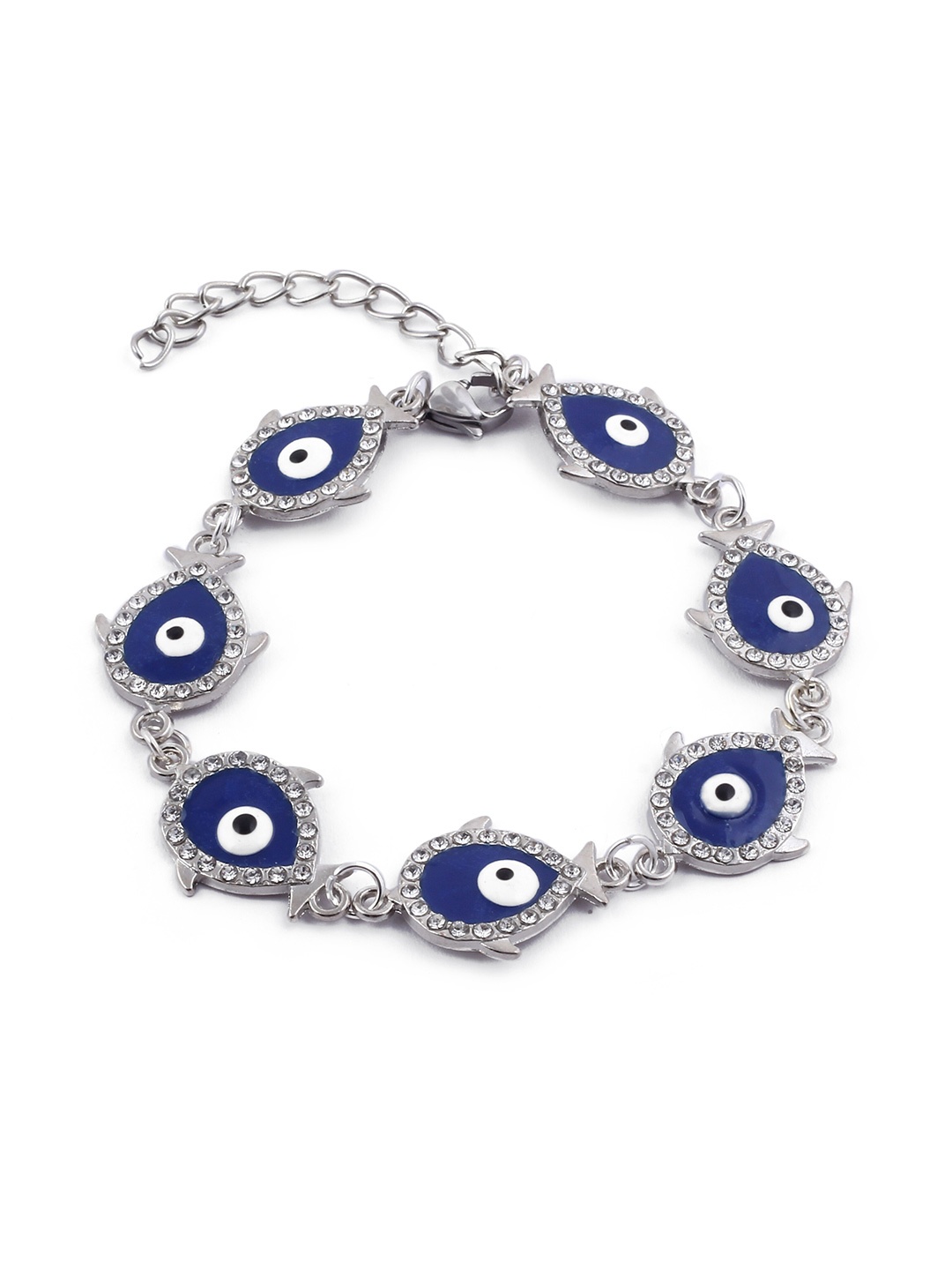 

EL REGALO Women Blue & White Handcrafted Evil Eye Charm Bracelet