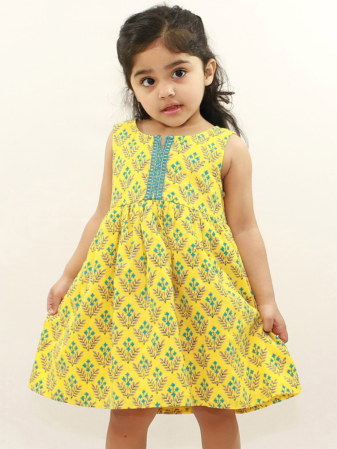 

Campana Yellow & Blue Ethnic Motifs Ethnic Dress