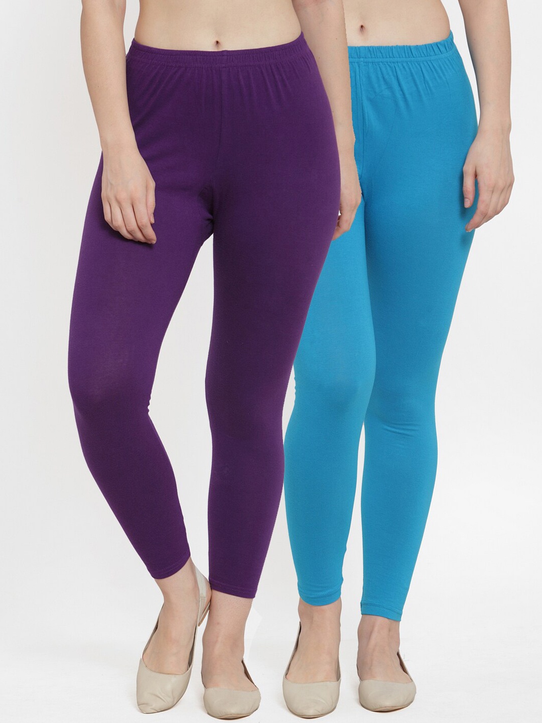 

GRACIT Women Pack Of 2 Solid Ankle-length Leggings, Purple