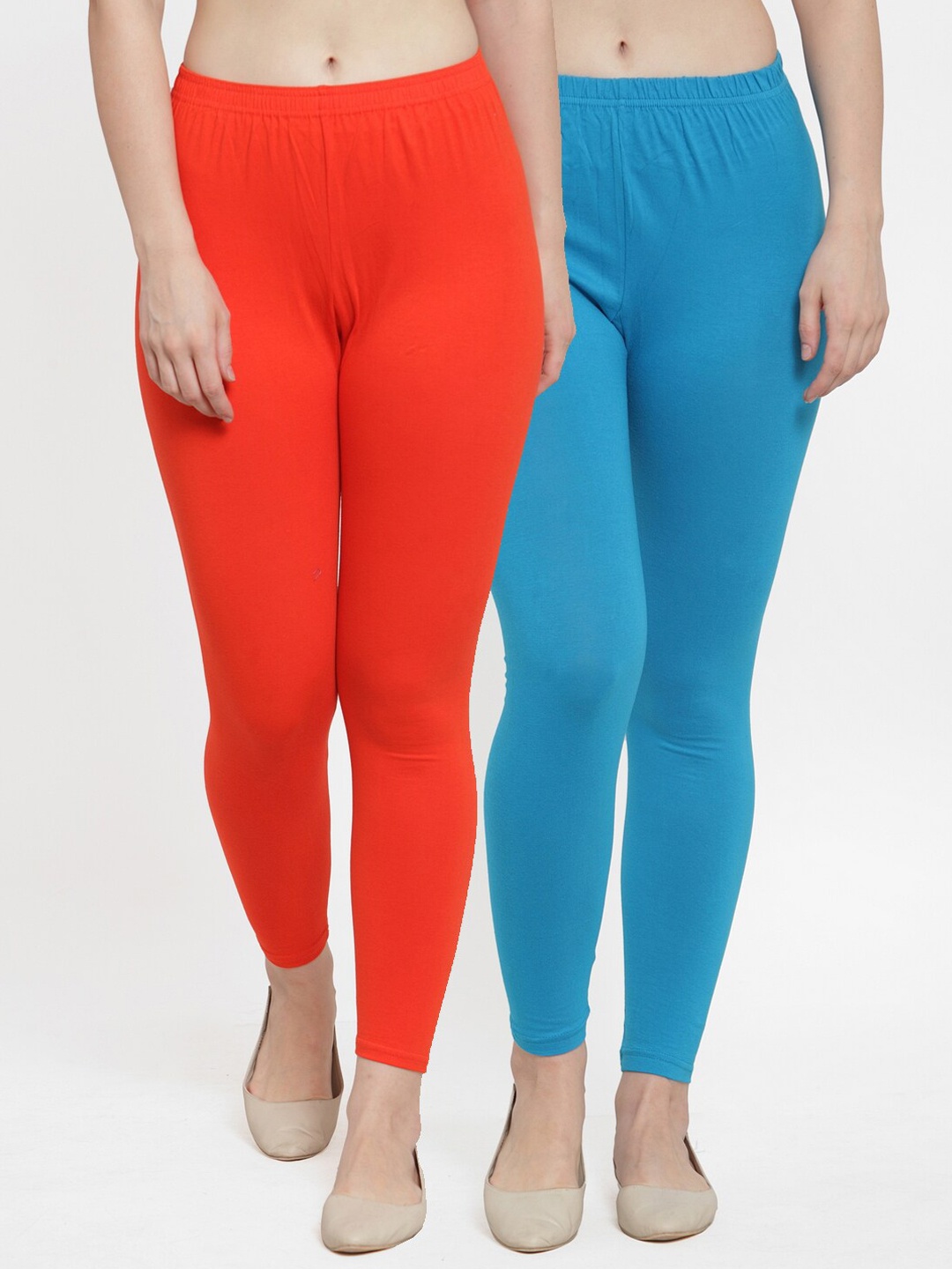 

GRACIT Women Pack Of 2 Solid Ankle-length Leggings, Orange