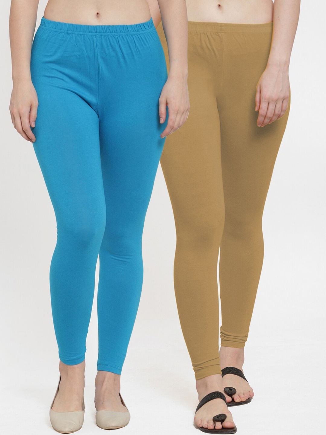 

GRACIT Women Pack Of 2 Solid Ankle-Length Leggings, Blue