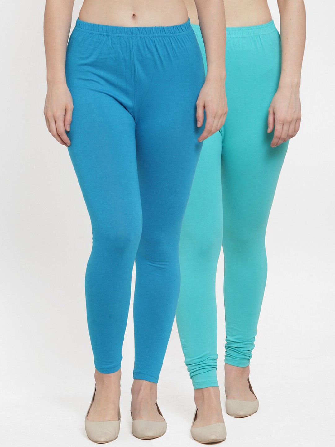 

GRACIT Women Pack of 2 Solid Ankle-Length Leggings, Blue